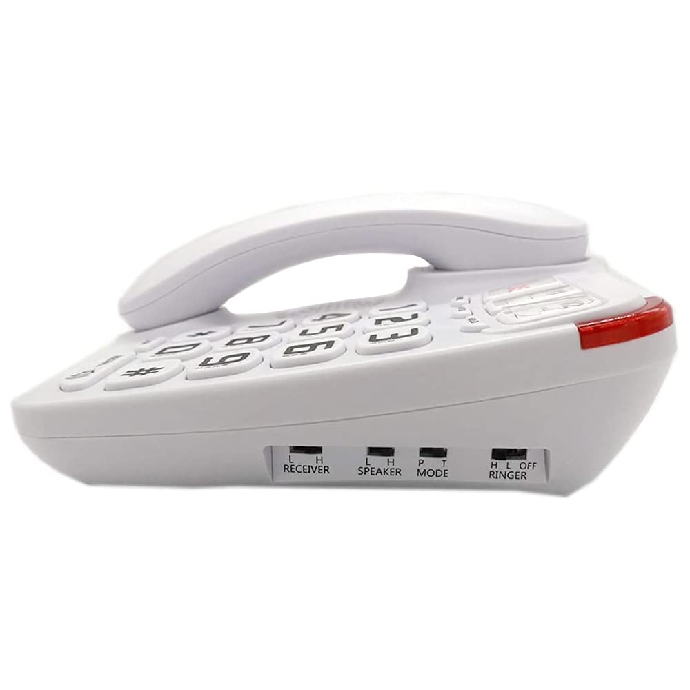 J-P45 - Teléfonos amplificados para personas mayores con botón grande y altavoz, con audífonos para teléfono fijo para personas mayores y función de montaje en pared