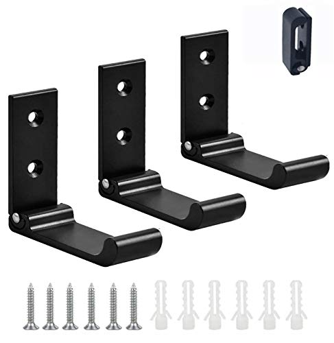 XPOOS 3Pcs Crochet de Suspension Mural en Alliage D'Aluminium Patères Pliables à 90 °, Crochet Pliant Crochet de Porte-Manteau Pliable Vis pour Bureau, Cuisine, Chambre (Noir) Cover