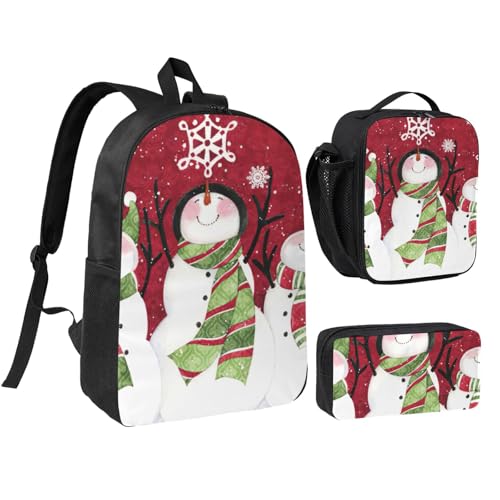 Mochila con estampado de muñeco de nieve y lonchera 3 en 1 de 17 pulgadas