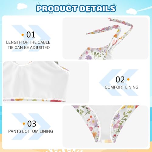 KLL Flowers Colorful Girls' Two Piece Bikini Sets Scoop Neck Swimsuits Swimwear Adjustable Shoulder Strap4