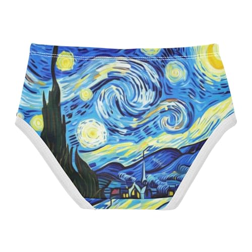 Cotton Toddlers Underwear Floral Oil Painting Starry Night Cute Panties Girl Cartoon Kids Briefs Undies 2t2