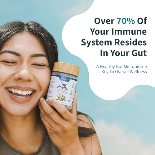 Image of Snap Supplements Gut Health Lipase Supplement with Probiotics for Women & Men, Digestive Enzymes & Prebiotics - Turmeric, Aloe, Pylopass & Zinc, 50 Vegetarian Capsules