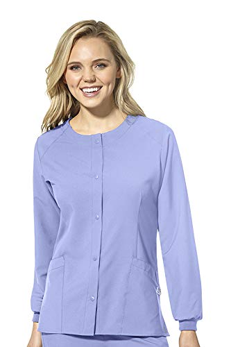 WonderWink W123 Women’s Crew Neck Warm-Up Jacket —Ceil Blue, X Small