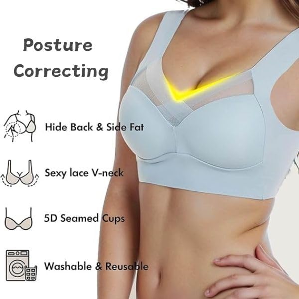 Zen Chic Bras for Older Women Seamless Wireless Posture Corrector Push Up Anti Sagging Full Coverage Ice Silk Bra for Senior - Image 4