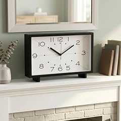 EMAX HOME Modern Rectangular Table Clock, Silent Non Ticking Desk Clock Battery Operated, 11 Inch