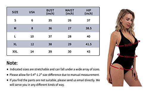 ESPIDOO Women\'s V Neck One Piece Swimsuit Athletic Training Swimwear Bathing Suits, L