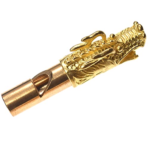 Silbato portátil cabeza de dragón de latón dorado miniatura 1