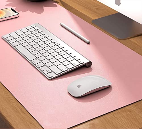 Image of Mouse Pad, Desk Mat, Large Leather Desk Pad, PU pad Waterproof Mouse Pad for Laptop, Office Table Protector Blotter Best Gifts (80 x 40 cm, Pink)