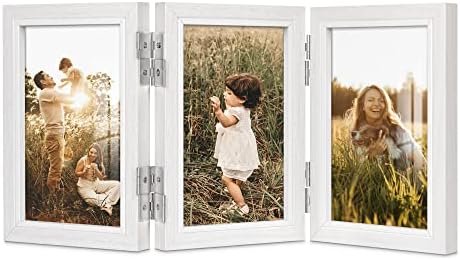 Afuly 3 Picture Frame 4x6, White Picture Frames Collage Wall Decor, Desk Picture Frames for Office Wedding Picture Frames 3 Opening Triple Picture Frame Gifts for Family Friends Unique Fathers Day Gifts
