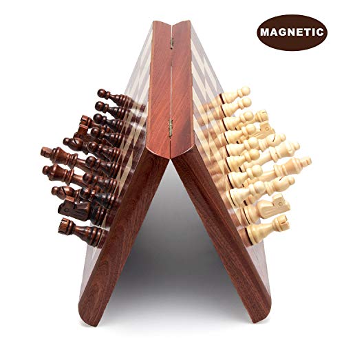 AMEROUS Juego de Ajedrez Magnético de Madera 15'' Plegable miniatura 6