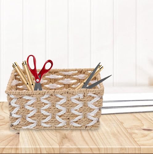 Panier en osier blanc de rangement multifonctionnel Amosfun