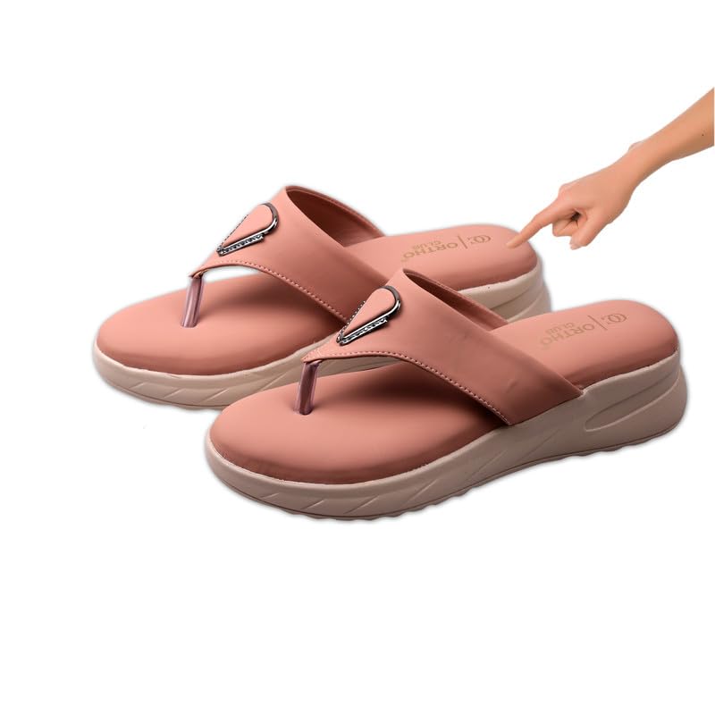 Image of ORTHO CLUB Women's Orthopedic Comfort Sandals - Soft Cushion Footbed, Anti-Slip Sole, Stylish Toe-Ring Design - Lightweight Sandals for Women & Girls