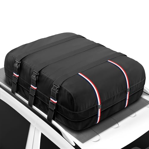 Kylinlucky Roof Cargo Bag 19 Cubic Feet – IPX6 Waterproof, 1200D Triple-Layer, Universal Fit for Cars & SUVs (No Rack Needed), with 6 Hooks, Anti-Slip Mat & Storage Bag