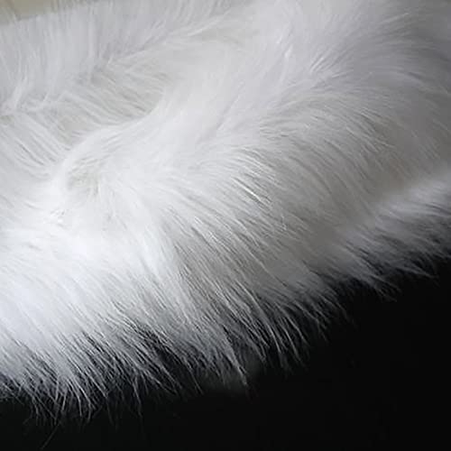 Gqzjy Tejido De Piel Sintética De Pelo Largo Y Peludo, Tejido Esponjoso De Felpa Para Disfraces Alfombras De Moda Accesorios, Telones De Fondo, Decoración De Sillas, 1,5 X 0,5 M Color:Blanco