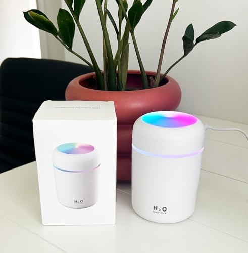Image of H2O Diffuser with Colorful LED Lights for Home Office & Small Rooms, Portable Cool Mist Small Quiet Air Humidifier for Aroma Therapy, Ultrasonic Essential Oil Diffuser for Moisture (Random)