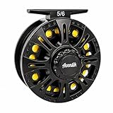 Aventik Z Fly Reel Center Drag System Classic III Graphite Large Arbor Sizes 3/4, 5/6, 7/8 Fly Fishing Reels (5/6 with Line)