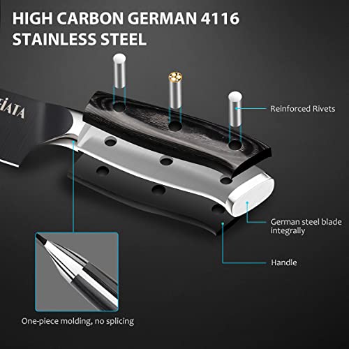 MOSFiATA 8” Super Sharp Titanium Plated Chef's Knife for Kitchen with Finger Guard and Knife Sharpener in Gift Box, High Carbon German Stainless Steel EN1.4116 Titanium Coated Stylish Cooking Knife - image 6