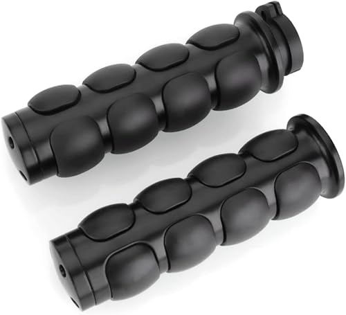 Miniatura 1 de Empuñaduras de mano para motocicleta de 1 pulgada para manillar de acelerador, 0.984 in, goma de aluminio cromada, negra, compatible con Harley