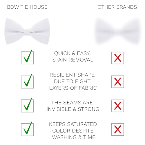 Image of Bow Tie House Mens Bowties Pre-tied Shape Clip on Bowtie Solid Men Formal Wear for kids, baby boys, toddler any age bow ties