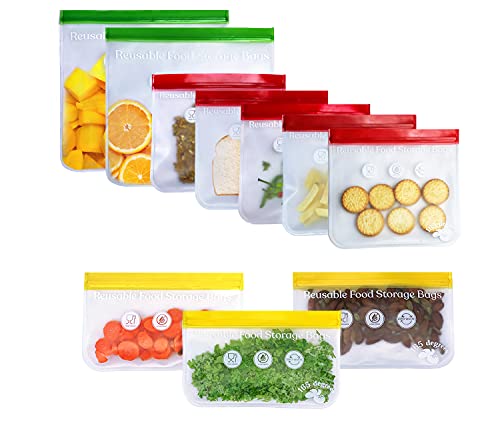 165 Degrees Reusable Silicone Bags Leakproof Reusable Food Storage Bags 10 Pack Reusable Freezer Bags Double lock Zipper Reusable Bags for Food (5 Reusable Sandwich Bags & 3 Reusable Snack Bags & 2 Reusable Gallon Bags) BPA Free Resealable Lunch Bag