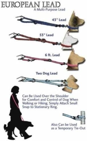 Signature Leather European Style 6-in-1 Dog Lead, Grape/Purple