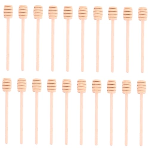 FUNNETOYU 25個 木製ミキシングスティック 耐摩耗ハニーディッパー 蜂蜜ジャム撹拌用 携帯便利 コーヒー紅茶ミルク用調理棒 再利用可能