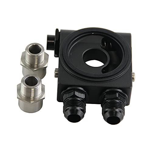 Universal Oil Cooler Thermostat Adapter Black Aluminum