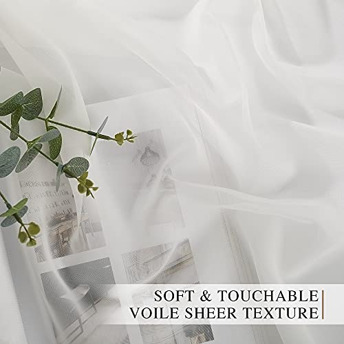 Image of NICETOWN Sheer Curtains for Bedroom Windows, Grommet Casual Soft Voile Sheer Panels with Light Filter Window Treatments for Nursery / Bedroom, Beige, Set of 2, W37 x L72