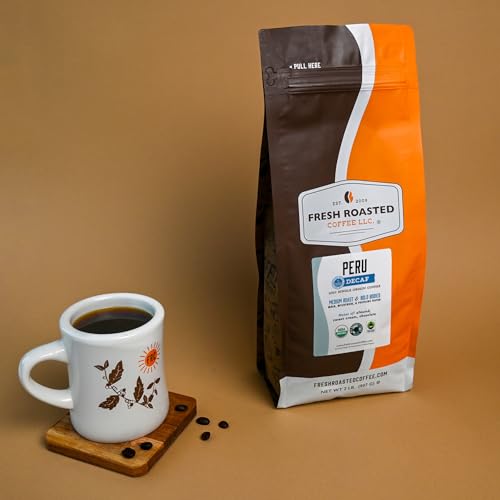 Image of Fresh Roasted Coffee, Organic Peru Water-Processed Decaf Drip Ground Coffee, Medium Roast, USDA Organic, 3rd Party Tested for Mold, Mycotoxin & Pesticides, Kosher, 2 lb (32 oz)