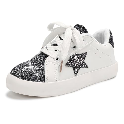 Qimaoo Girls Glitter Tennis Shoes, Lightweight, Non-Slip