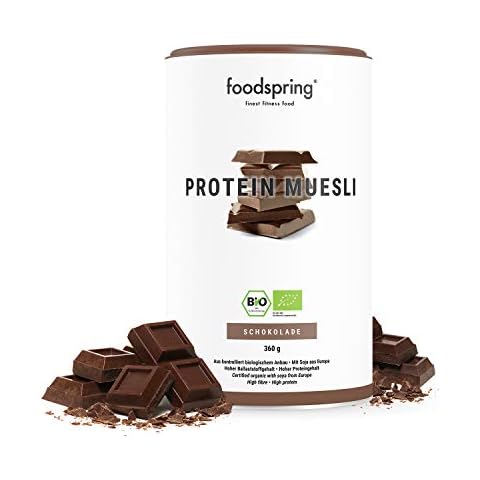 foodspring Bio Protein Müsli, Schokolade, 360g, 100% Bio-Zutaten, 29g Protein pro Portion, Garantiert vegan & laktosefrei Cover