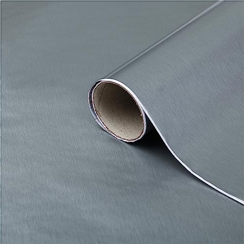 Image of d-c-fix vinyl wrap Brush silver metallic 67,5 cm x 1,5 m - sticky back plastic roll for furniture, kitchen & cupboards - contact paper sticker self adhesive film