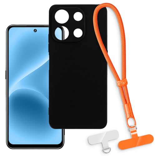 OAGELIM 2-in-1�ی�P�[�X�ƃ��X�g�X�g���b�v Umidigi Note 100A �Ƃ̌݊������� ���O���\�ȃ��j���[�h�t���d�b�J�o�[�A����~�ߕ����h�~�O���b�v�n���h�� (�u���b�N + �I�����W)