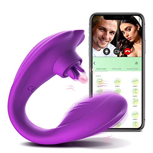 APP Remote Control Vibrator Sex Toys - Clitoral Licking G Spot Vibrator with 10 Tongue Licking and Vibration Modes, Wearable Vibrator for Clit G Spot Stimulation, Adult Sex Toys for Women or Couples