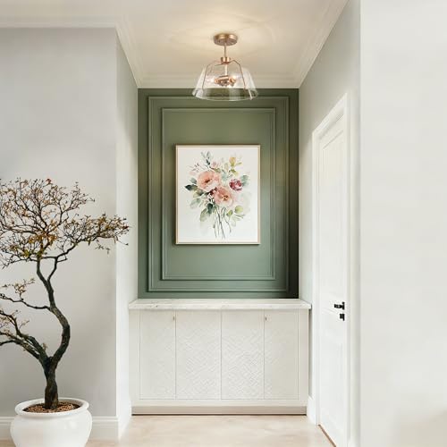 LALUZ Gold Semi Flush Mount Ceiling Light, Seeded Glass Hallway Ceiling Light Fixture for Bedroom, Kitchen, Foyer and Dining Room by LALUZ - Used condition - Image 5