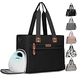 Pritent Diaper Bag Tote for Working Mom, Large Travel Diaper Tote for Mom and Dad with 14 Inch Laptop Sleeve, Mommy Maternity Travel Baby Bag for Boys and Girls, Black
