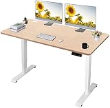 JUMMICO Höhenverstellbarer Schreibtisch Elektrischer Höhenverstellbarer Computertisch mit 140 x 70 cm Holz Tischplatte Stehschreibtisch Mit Speicher-Steuerung (Beige)