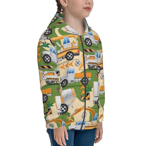 Construction Machinery1 Kid Hoodies Boys Zip Up Sweatshirts Girls Pullover with Pocket4
