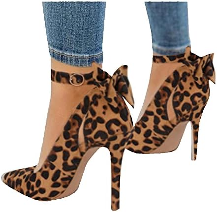 Fashare Womens High Heels Pointed Toe Bowtie Back Ankle Buckle Strap Wedding Evening Party Dress Pumps Shoes