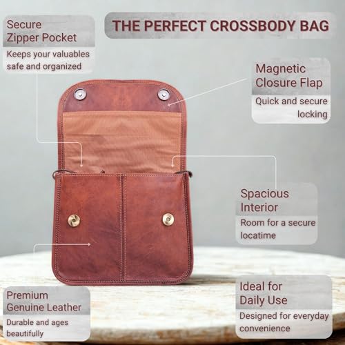 Small Leather Crossbody Bags for Women – Genuine Brown Leather Purse, Cute Shoulder Handbag, Vintage Cross Body Satchel Bag3