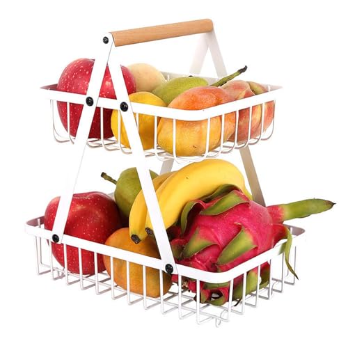 Thirei Cesta Para Fruta De 2 Niveles, Fruteros De Cocina, Cesta De Frutas De Metal, Almacenamiento Canasta, Para Frutas Verduras Snacks En Casa Cocina Oficina, Blanco Thirei Cesta Para Fruta De 2 Niveles, Fruteros De Cocina, Cesta De Frutas De Metal, Almacenamiento Canasta, Para Frutas Verduras Snacks En Casa Cocina Oficina, Blanco