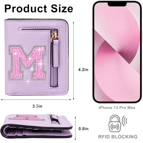 Image of Birthday Gifts for Teen Girl Kids Wallet Girl Wallets Small Initial Rfid Wallet Teen Girls Gift Preppy Stuff for Girls Purple M