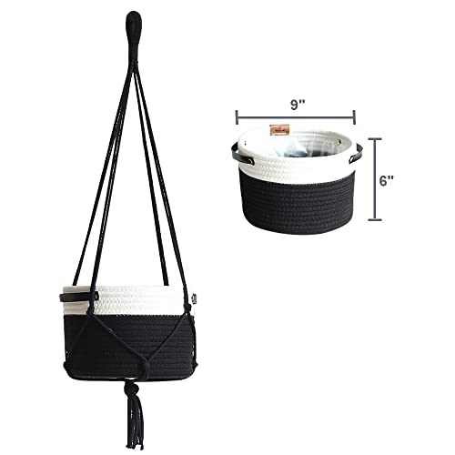 Iceblue Hd Hanging Flower Pot Basket,Party Wedding Home Garden Hanging Planter, Waterproof Lining Hydroponic Plant Pot-Black #TOP3