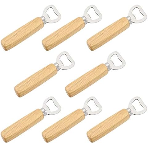 8 Stück Bierflaschenöffner aus Holzgriff, Flaschenöffner mit Holzgriff, Flaschenöffner aus Holz Cover