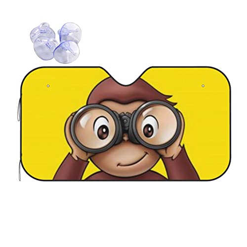 おさるのジョージ サンシェード 車 フロントサンシェード 遮光 断熱 吸盤 紫外線対策 日除け 夏 キャラクター アニメ グッズ 雑貨 かわいい おしゃれ 車内 130×70cm 140×76cm