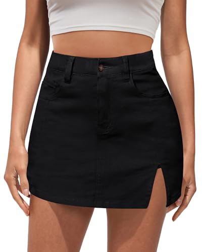 Vetinee Womens Jean Shorts Skort Mini Black Stretch Skort Size 12/14