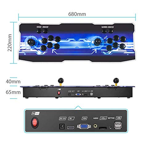 Pandora's Box 9 Multiplayer Joystick and Buttons Arcade Console, TAPDRA Cabinet Games Machines for Home, 1500 Retro Classic Video Games, Newest System with Advanced CPU, Compatible with HDMI - Thumbnail 7