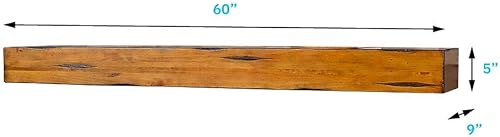 Miniatura 3 de MANTELSDIRECT Breckenridge - Estante de chimenea de 60 pulgadas con ménsulas - Estante flotante rústico para chimenea - Castaño - Estante de madera