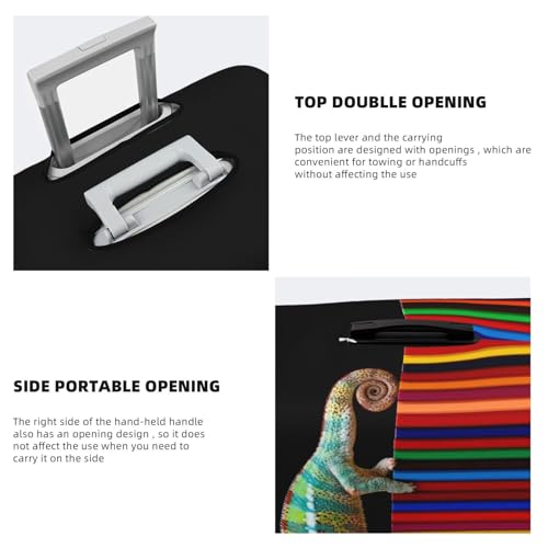 Chameleon Panther On Colored Pencils Travel Luggage Covers - Elasticity Suitcase Covers Protector for Luggage 18-32 Inch4