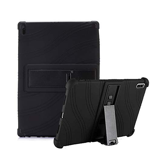 RLTech Funda Carcasa para Lenovo Tab E10, Silicona TPU Flexible con Soporte Función Funda Protectora Case Cover para Lenovo Tab E10 (TB-X104F) 10.1 Pulgada 2019, Negro
